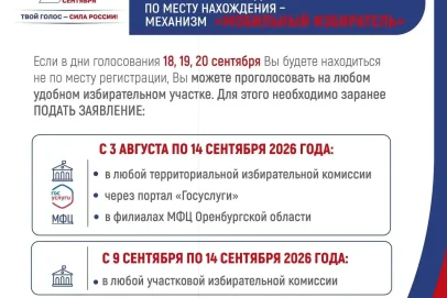 «Мобильный избиратель»: как проголосовать не по месту регистрации в Оренбуржье