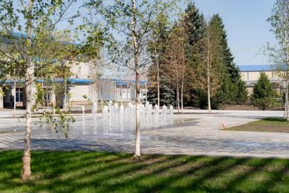 Рядом с новым терминалом аэропорта «Оренбург» открыли сквер с фонтаном